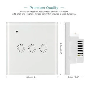 Wifi Smart Home Switch 3 Gang Touch Wall Switch Work with Alexa and Google Home EU UK
