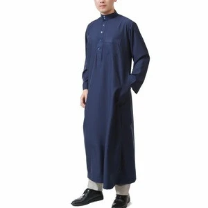 YSMARKET 7 Color Muslim Men Long Sleeve Thobe Islamic Clothing Saudi Arab Mens Kaftan Thobe Plus Size Mens Kaftans E123600