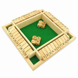 YUANHE 4-Player Shut The Box Dice Game - 4 sided wooden board game