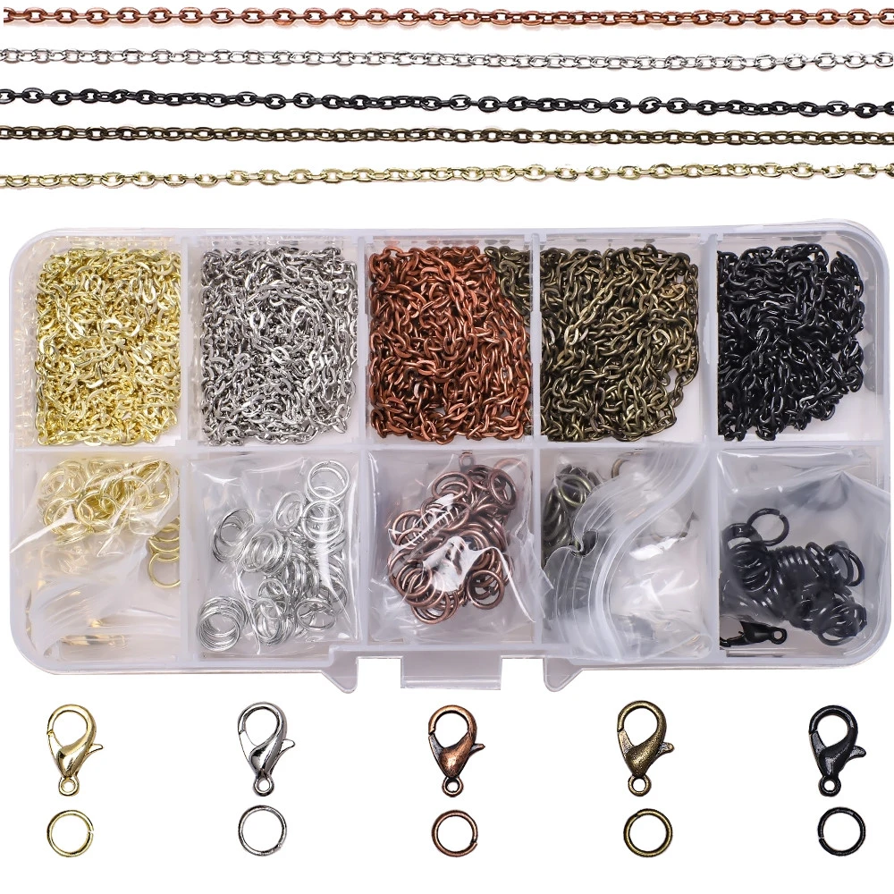 Zinc Alloy Chain Circle Metal Jewelry Findings Box Set Fashion Charming Pendant Bracelet Making Kit Handmade Crafts Accessories