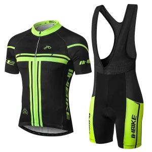 INBIKE Cycling Jersey Mens Set Breathable Biking Outfit Quick-Dry Bib Bicycle Jersey with 3D Padded Shorts