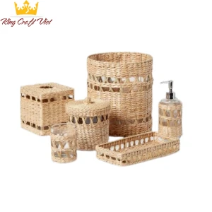 Natural Competitive Price Water Hyacinth Bathroom Set from KING CRAFT VIET