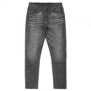 Wholesale price men jeans with monkey wash whisker grey color