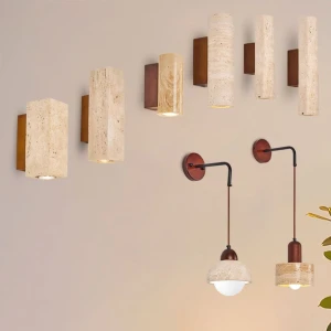 Travertine wall lamp