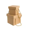 Customized size kraft paper box packaging corrugated box with handle