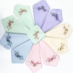 White background embroidery pure cotton ladies floral embroidery lace single corner edge handkerchief cotton handkerchi