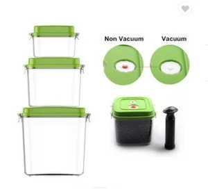 0.5L 1.4L 3L  set high quality BPA free nestable stackable airtight leakproof vacuum food storage container canister with pump