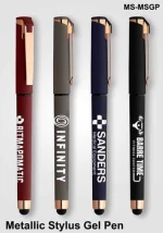 Stylus Gel Pen - Soft-touch rubberized finish and premium metallic plastic barrel colors
