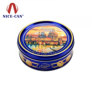 Custom print empty round danish butter cookie tin box with factory price