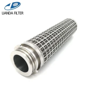 2.5" - 10" stainless steel pleated mesh filter cartridge with 226 adapter and outer protection sleeve