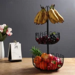 I-shaped two-layer hollow home decoration storage basket with banana hook fruit basket custom