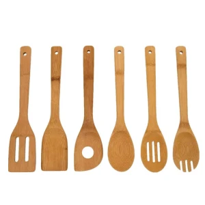 6pcs Bamboo Cooking Utensils Bamboo Wooden Utensil Set Whoelsale