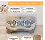 Mess Proof Non-Spill Dog Feeding Station, Stainless Steel Bowl Set for Small Dogs Under 15 Lbs, Cappuccino Color
