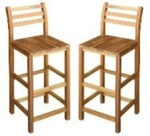 vidaXL Bar Chair Set of 2 Natural Wood Solid Acacia Wood Large