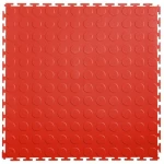 Bright Red PVC Interlocking Floor Tile 500*500mm Coin Surface For Use In Garages Workshop And Factories