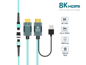 Armored Detachable 8K Fiber Optical MPO to HDMI2.1 Cable Extender Kit for high quality home theater