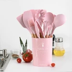 12Pcs Kitchen Utensil Set Silicone Cooking Utensils Non-stick Heat Resistant Silicon Cookware with Storage Bucket