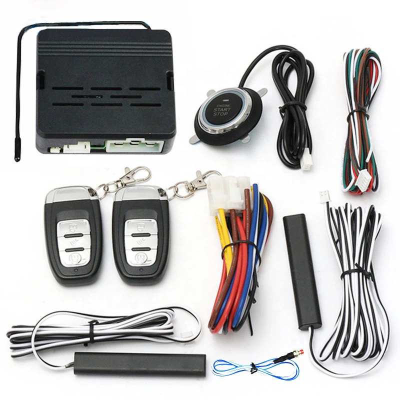 12V hotsell car alarm systems one push button start stop Engine Keyless entry system car remote control system