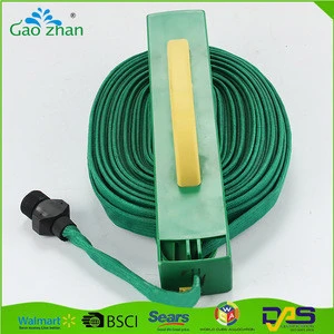 15m Flat Garden Hose Pipe hose Reel With 4 ways Spray Nozzle Gun Outdoor Watering Hose 15M