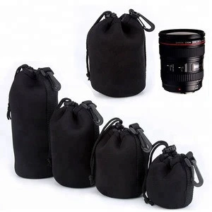 2018 New arrival high quality black thicken neoprene video camera lens bag case portable camera lens storage bags wholesale