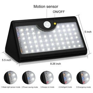2018 new product solar powered motion sensor security wall mounted light with 60led for outdoor park patio garden stair