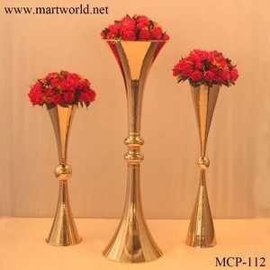 2019 gold metal trumpet vase wedding decoration wedding table centerpiece wedding vase for table vase party decoration MCP-112