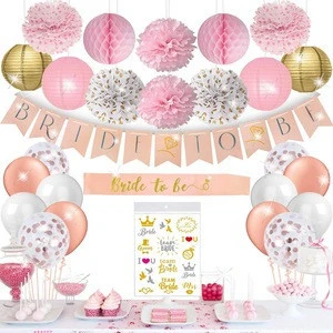 2020 bachelorette party decorations with bride to be banner sash Tattoos balloons tissue pom poms for Bridal Shower set
