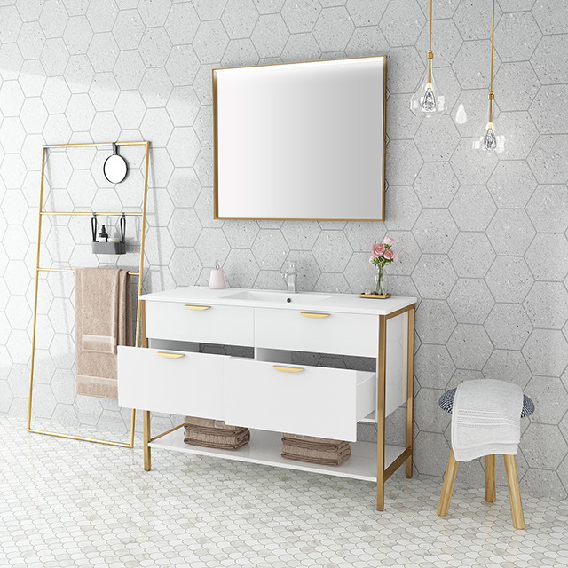 2020   luxury  famous bathroom vanity single sink  LED Mirror with LED light