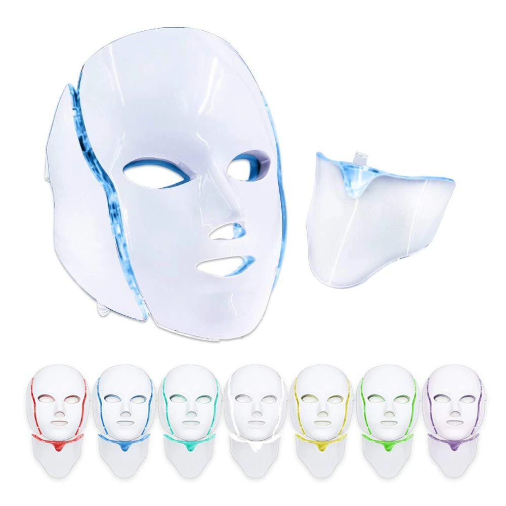 2021 Amovol Upgraded Colorful Photon Light Facial Skin Beauty Therapy 7 Colors Led Face Shield