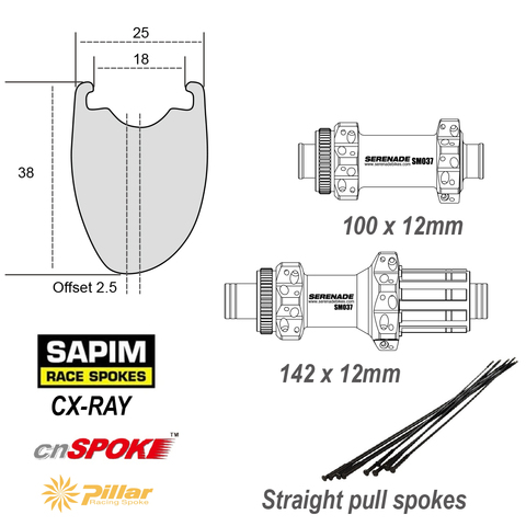 Buy 25mm Carbon Road Bike Wheelset Disk Brake Tubeless Offset Wheel ...