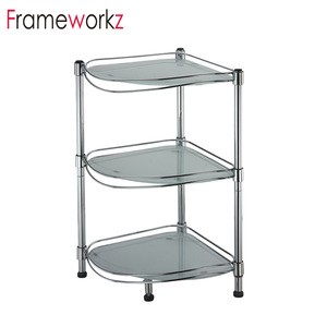 3 tiers Fan shape glass shelf/3 tier corner shelf/3 tier glass console table