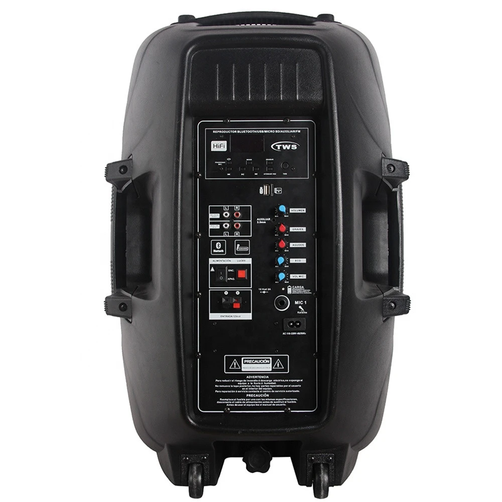 300W 15"  Flame LED lights  Active PA/DJ sound box system wireless Karaoke sets BT-TWS-Mic--FM-ECHO-Battery  bocina  Parlante