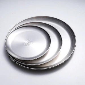 304 Stainless Steel Round Plate Korean Dishes Egg-shaped Elliptical Plate