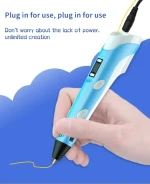 3D Childrens Printing Painting Pen with Power Adapter Birthday Christmas DIY Creativity Gift 3D Pen