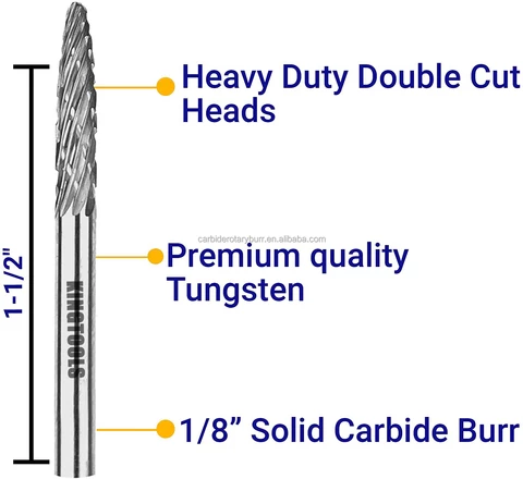 3mm Shank Engraving Tungsten Carbide Rotary Burr Bit Tools 20pcs 3*3 1/8 Inch Tungsten Carbide Burr Set