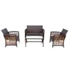4 Pieces Outdoor Furniture Rattan Chair &amp; Table Patio Set Outdoor Sofa for Garden (Set of 2)