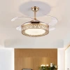 42Inch Modern Rv Automatic Masrou LED Invisible Rose Gold Ceiling Fan With Light LED 4 Retractable Blade