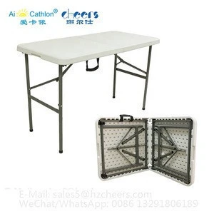 4ft Portable Foldable Plastic Table Outdoor Small Folding Picnic Table Lightweight Fold in Half Table