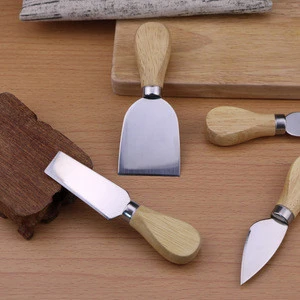4Pcs/Set Stainless Steel Cheese Knife Set For Cheese Pizza With Wood Bamboo Handle