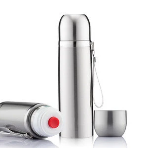 500ml Stainless Steel Bullet Vacuum Flask Thermos with PU pouch