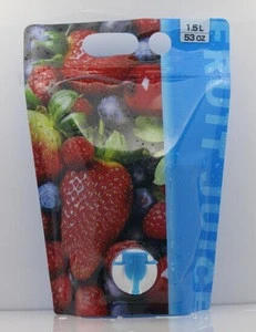 53oz Foldable Wine Preserve Bags with valve, Fruit Juice Bags