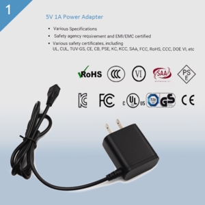 5v 1a ac dc power adapter 1000ma adaptor with 3 years warranty