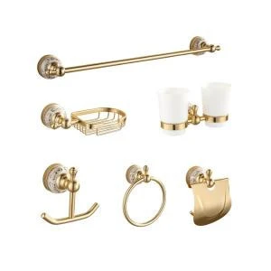 6 PCS Bath Hardware Set,Modern Luxury Gold Plated Hotel Bathroom Accessories Set