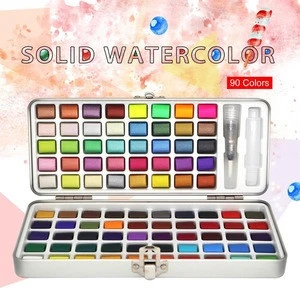 90Colors Watercolor Paint Set Include 50 Regular Colors  36 Metallic Colors And 4 Neon Colors With One Water Brush