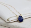 925 Sterling Silver Lapis Lazuli Gemstone Gold Vermeil Pendant Necklace Handmade Indian Jewelry