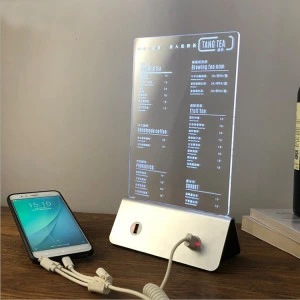 a4 a5 a6 acrylic poster table restaurant menu holder tabletop display stand With USB charging interface