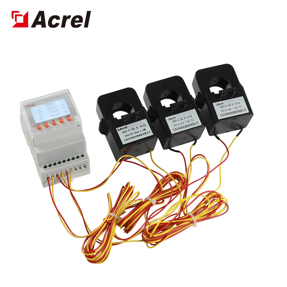ACREL 300286.SZ RS485 solar energy meter AC system  ACR10R-D24TE4 solar AC energy monitoring meter with 200A external CT