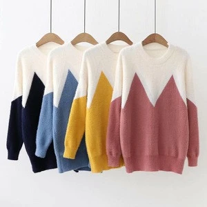 Acrylic Women Sweater loose thermal geometric 285127