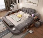 Adjustable massage king size bed Tatami bed with music storage functions fabric  bedroom furniture bed