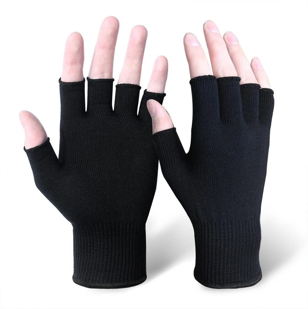 Adult Flexible String Knitted Silk Mitten Fingerless Thermal Gloves Daily Use